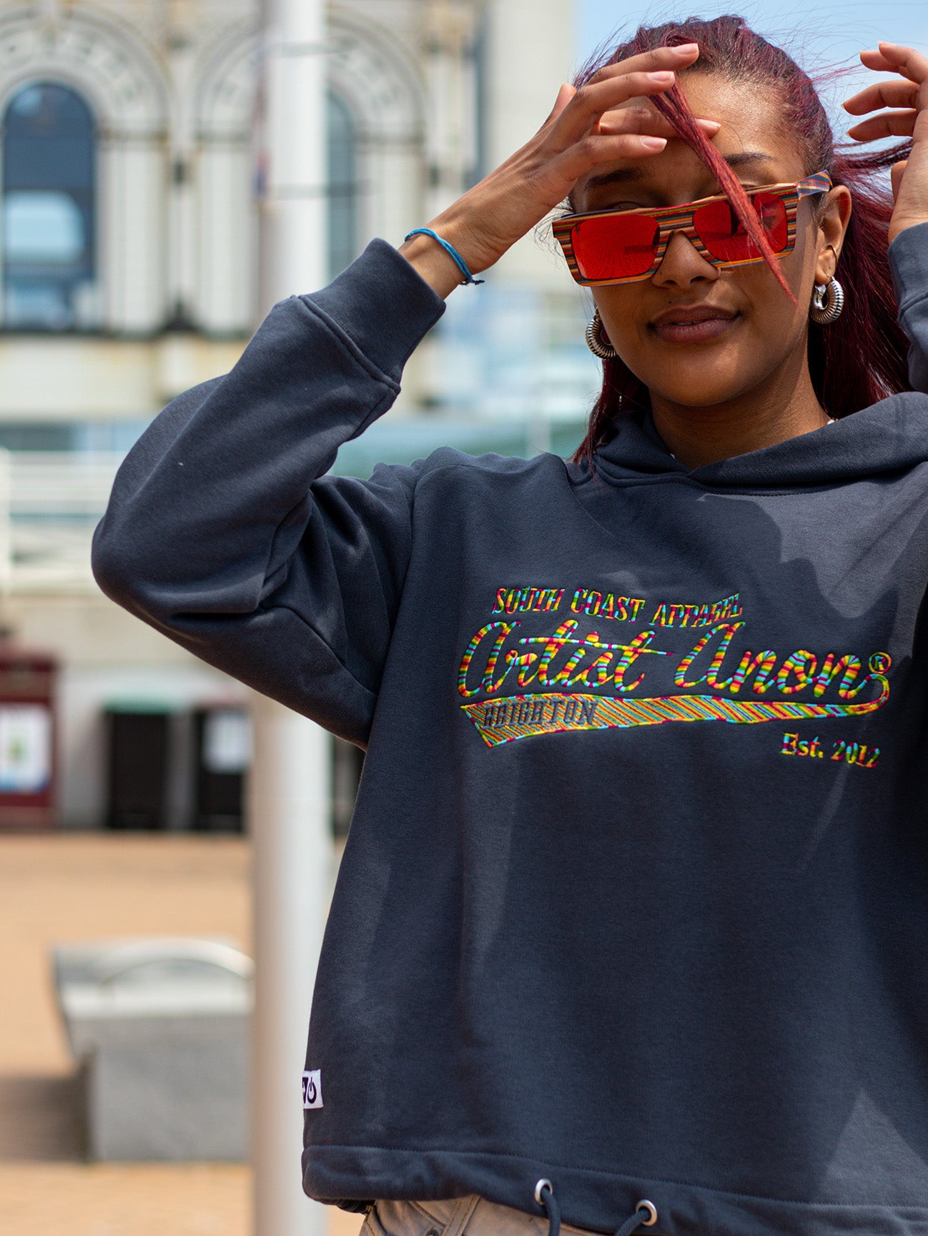 Rainbow embroidered online hoodie