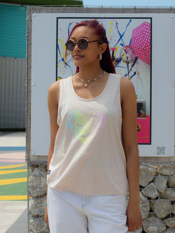 Artist Anon Brighton - Artist Anon Brighton Rainbow Rose Heart Vest - T-Shirt - Vest, Women's