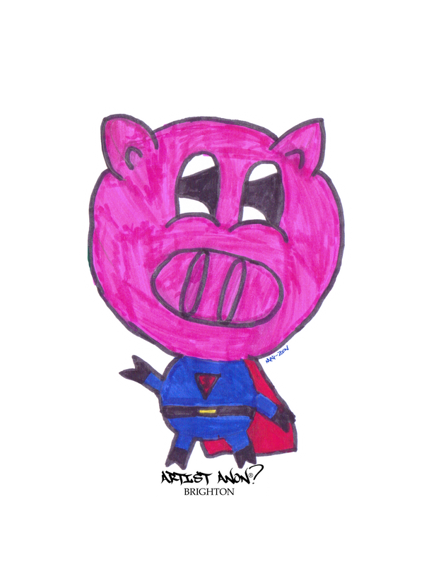 Artist Anon Brighton - Super Pig Sticker - Stickers -