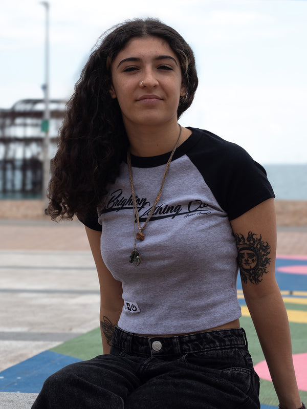 Artist Anon Brighton - Brighton Clothing Company Micro Ribbed Raglan Baby T - T-Shirt - Classic, Crop, Women's