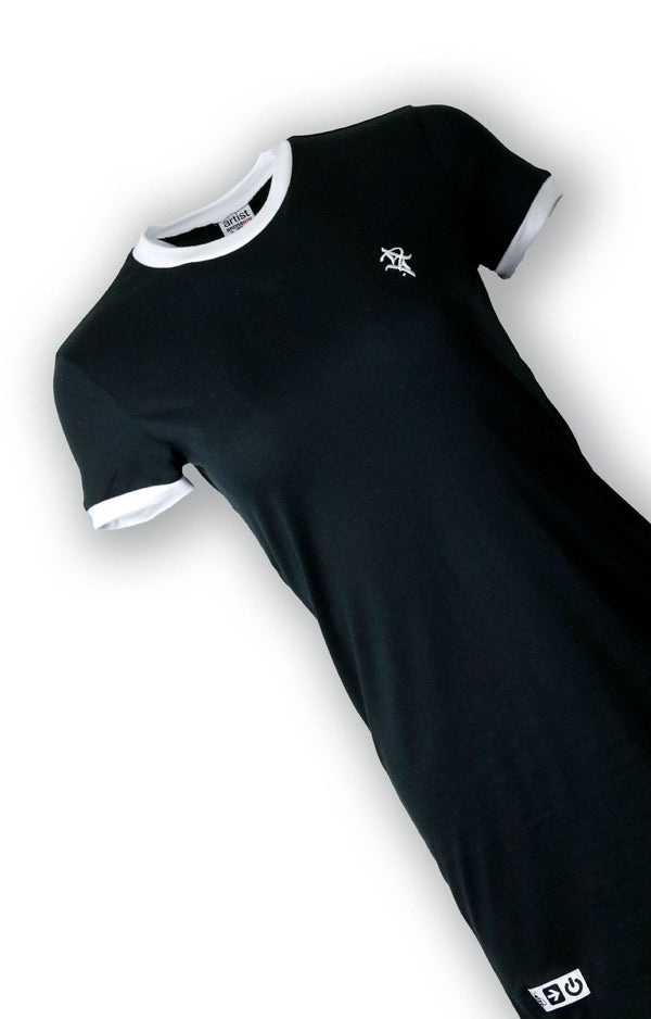 ringer t shirt dress Women's Casual Mini T-Shirt Dress Short Sleeve Contrast Ringer Neck Pocket Shift Dress Loose Fit Breathable Knit Dress for Daily Wear Summer Beach