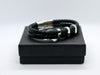 Black Leather 2 Strand Braided Bracelet No.4