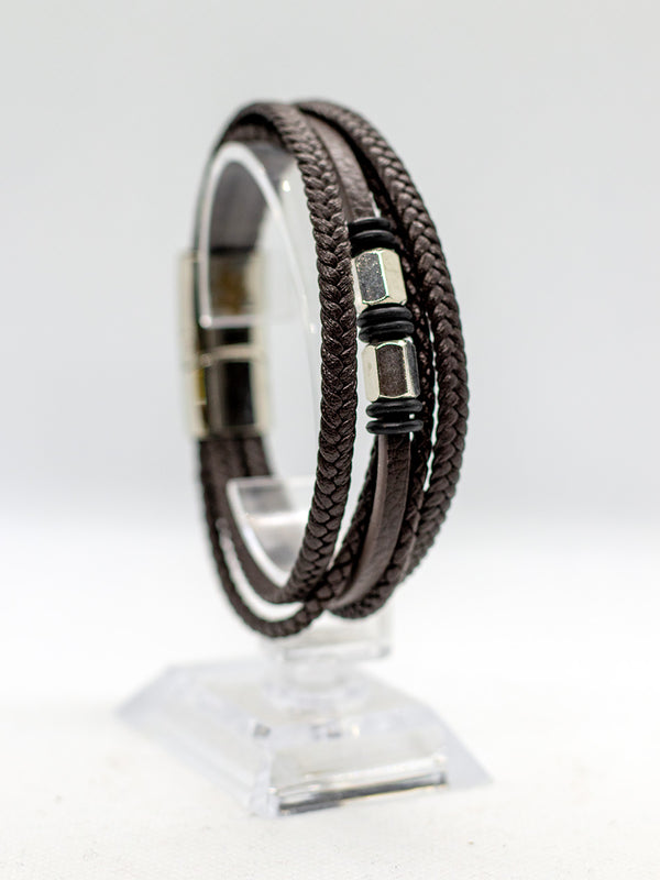 Brown Leather Multi Strand Bracelet No.6