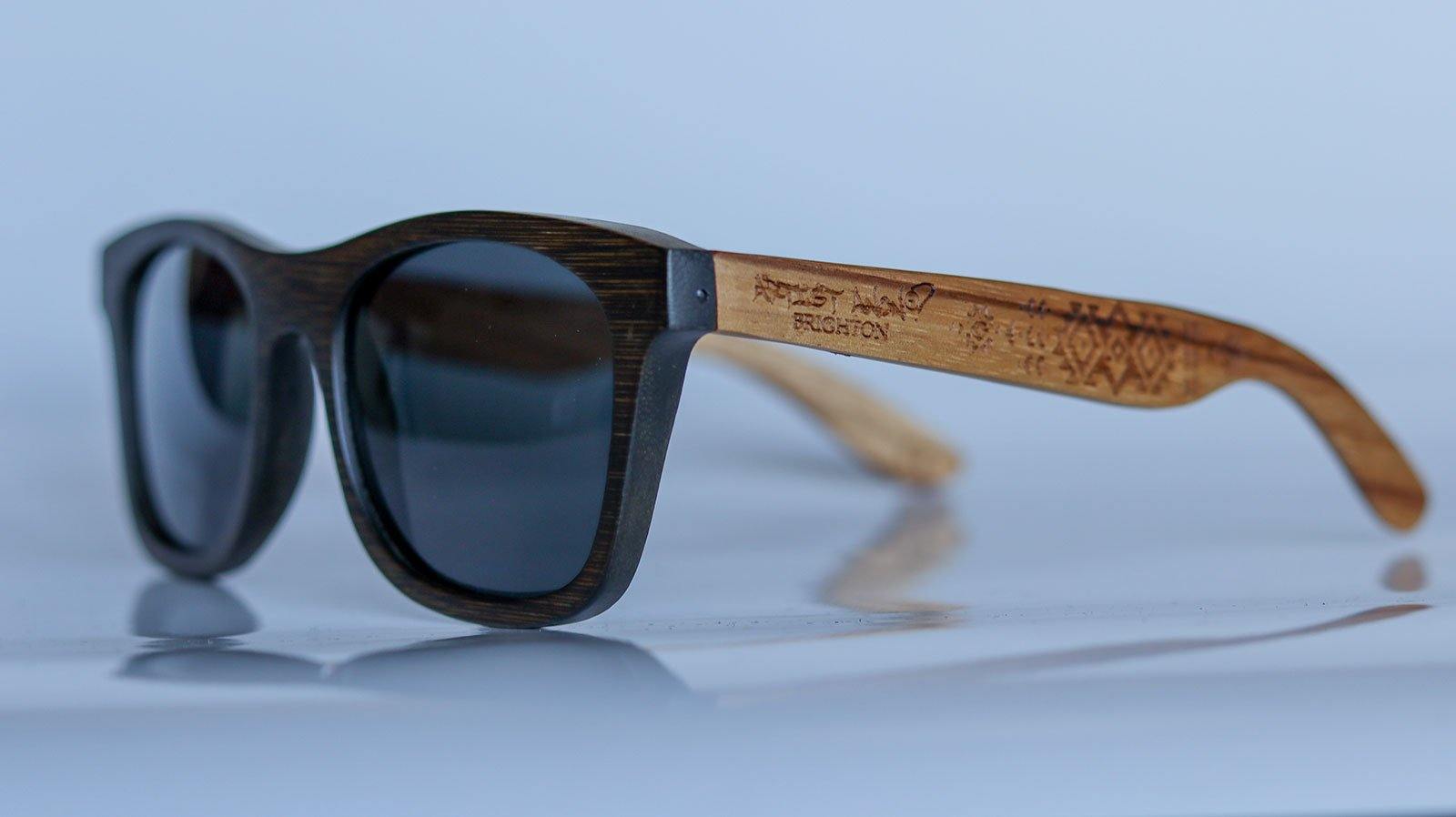 Eco Friendly Bamboo Wood Arm Large Horn Rim Hipster Sunglasses