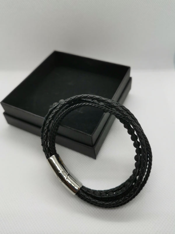 Black Leather Multi Strand Bracelet No.5